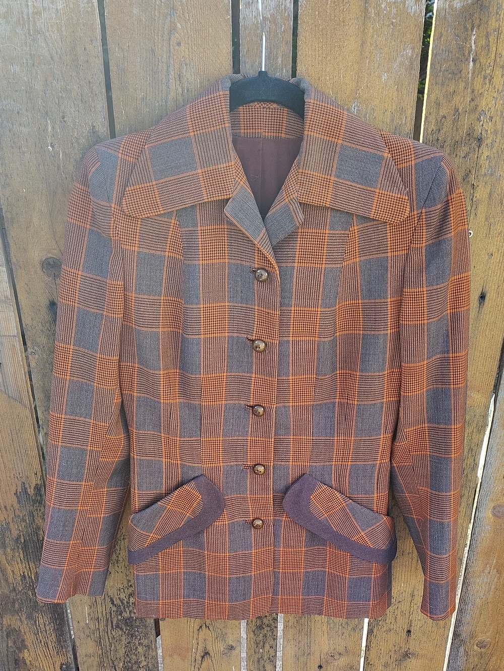 Vintage Women's Miron Swansdown Plaid Tailored Jacket